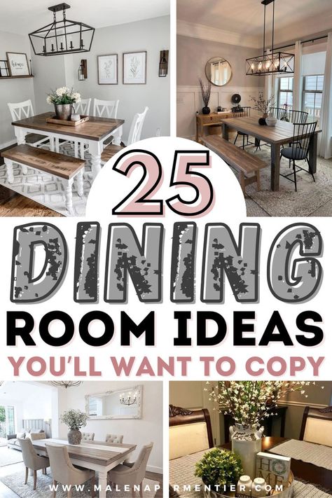 dining room ideas Kitchen Dining Decor Ideas, Modern Farmhouse Glam Dining Room, Mixing Dining Room Chairs, Dining Room Remodel Ideas, Painted Dining Room Furniture, Creative Dining Room, Rustic Wood Table, Dining Room Table And Chairs, Glam Dining Room