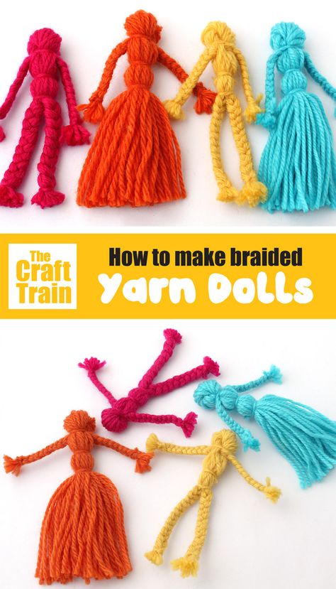 Braided Yarn, Easy Craft For Kids, Yarn Crafts For Kids, Easy Yarn Crafts, Yarn Dolls, Diy Yarn, Diy Yarn Crafts, Cute Diy, Art Yarn