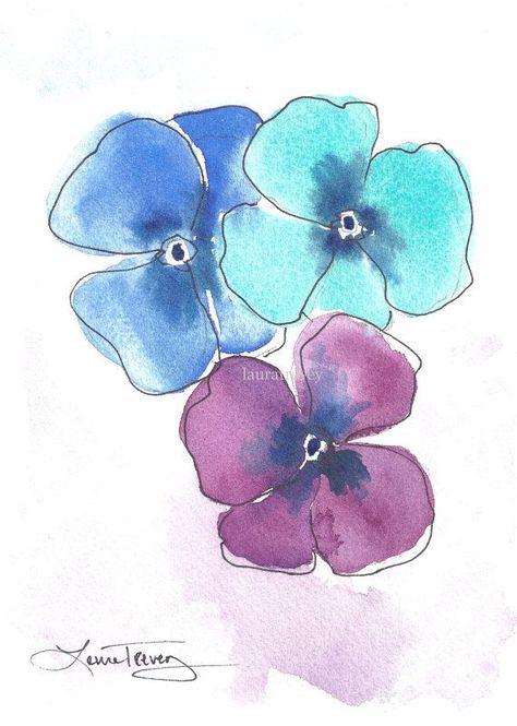 Pansies Watercolor - Looseness defined by ink outline. Note the different color drop in patches. Easy Watercolor Patterns, Watercolor Pansies, Watercolor Paintings For Beginners, Watercolor Paintings Easy, בר מצווה, 수채화 그림, Watercolor Flowers Paintings, Easy Watercolor, Watercolor Inspiration