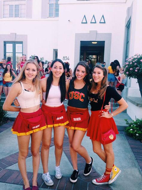 USC Tri Delta #FightOn Usc Gameday Outfit, College Outfits Party, Sorority Girls, Gameday Outfits, College Outfits Women, College Gameday, Fall College Outfits, College Outfits Summer, Halloween Costumes College Girls