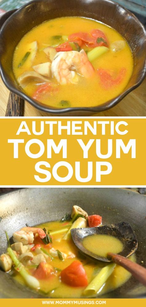 Tom Yum Soup - This authentic Tom Yum Soup recipe came straight from Thailand and is the perfect balance of hot and sour flavors #tomyumsoup #souprecipes #thairecipes #soup Tum Yum Soup, Tom Yum Soup Recipe, Thai Tom Yum Soup, Asian Soup Recipes, Tom Yum Soup, Recipe Soup, Thai Soup, Hot And Sour Soup, Tom Yum