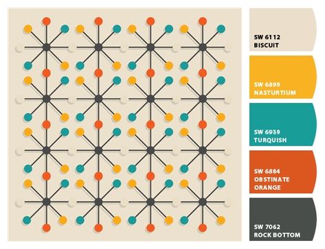Instantly turn any picture into a palette with ColorSnap, created for you by Sherwin-Williams. Mid Century Color Palette, Mid Century Modern Color Palette, Basement Designs, Mid Century Colors, Mid Century Modern Colors, Architecture Bathroom, Desain Editorial, Mid Century Modern Patterns, Mid Century Modern Living