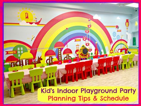 Party Planning Tips & Schedule for a Kid's Indoor Birthday Party Indoor Playground Party, Playground Birthday Party, Dinosaur Birthday Party Food, Playground Party, Kids Party Venues, Jurassic Park Birthday Party, Indoor Birthday Parties, Indoor Birthday, Birthday Venues