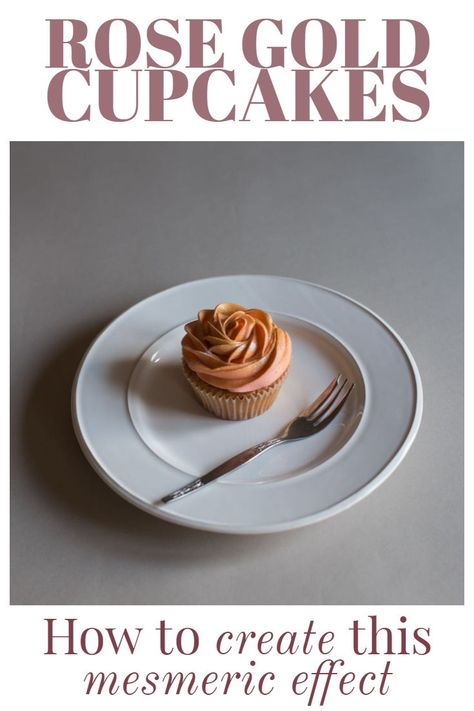 Rose Gold Frosting How To Make, Rose Gold Icing How To Make, How To Make Rose Gold Buttercream, Rose Gold Frosting, Rose Gold Icing, Rose Gold Buttercream, Rose Gold Cupcakes, Make Rose Gold, Gold Icing