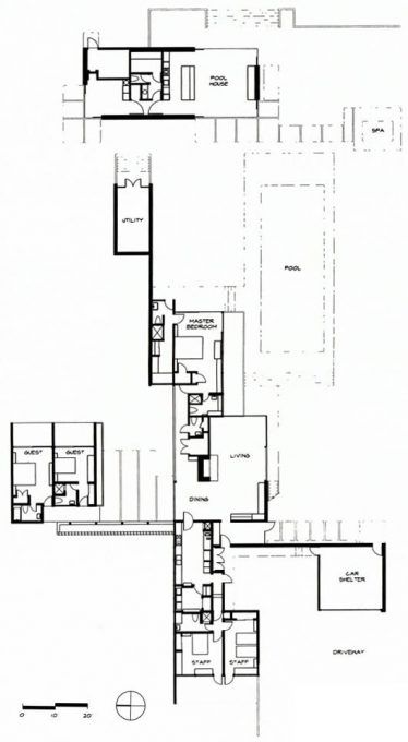 House Site Plan, Kaufmann Desert House, Kaufman House, Kaufmann House, Oak Park Illinois, Falling Water House, Desert House, Richard Neutra, Water House