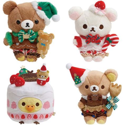 Kawaii Christmas Decor, Christmas Rilakkuma, Rilakkuma Christmas, Xmas Widgets, Christmas Slideshow, Bed Pics, Christmas Plushies, Rilakkuma Plushie, Cane Cane