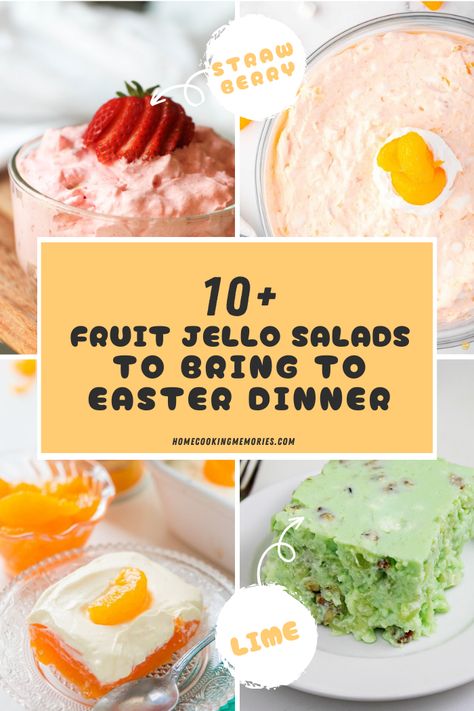 10+ Fruit Jello Salads that you can bring to Easter dinner! Easy Easter Fruit Salad, Jello Salad Easter, Easter Jello Recipes Fruit Salads, Best Easter Jello Salads, Spring Jello Salads, Jello Salad For Easter, Easter Salad Recipes Fruit, Easter Jello Salad Recipes, Easter Jello Recipes