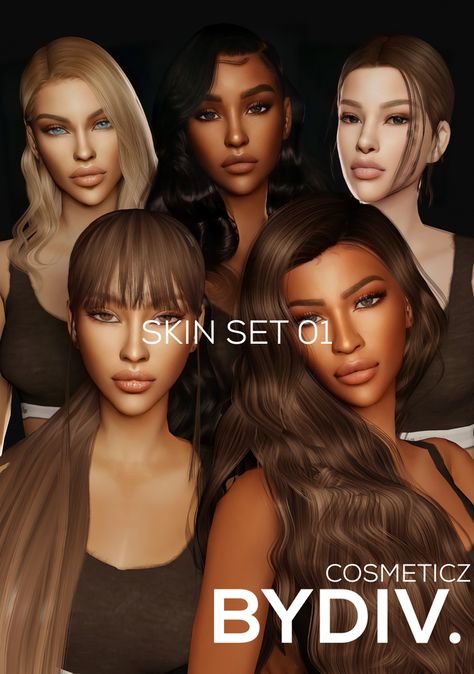 SKIN SET 01 [BYDIV+] | BYDIV. on Patreon Sims 4 Cc Skintones Black, Sims 4 Cc Eye Shape Presets, Sims4 Cc Skins, Sims4 Skin Details, Sims 4 Cc Body Shape, Sims 4 Skin Details, Sims 4 Skintones, Sims 4 Skins, Sims 4 Skin