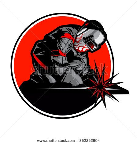 Welder working  - stock vector Welding Stickers, Welding Logo, Miller Welding, Engine Tattoo, Steel Security Doors, Welding Caps, Metal Workshop, Welding Helmet, Welding And Fabrication