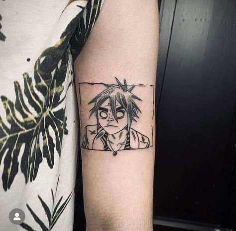 Gorrilaz Tattoo Ideas, Gorillaz 2d Tattoo, Gorrilaz Tattoo, Gorrilaz Fanart, Gorillaz Tattoos, Gorillaz Tattoo Ideas, Punk Tattoo Grunge, 2d Tattoo, Radiohead Tattoo