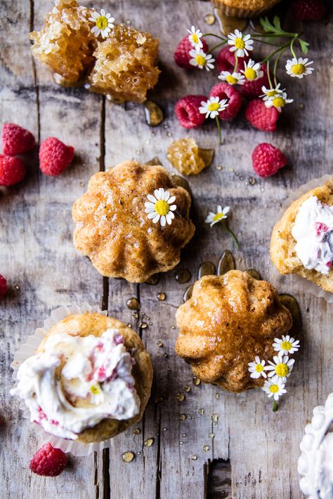 Salted Chamomile Honey Cakes with Raspberry Ripple Cream Chamomile Recipes, Honey Cakes, Half Baked Harvest Recipes, Raspberry Ripple, Harvest Recipes, Honey Cake, Half Baked, Half Baked Harvest, Strawberry Cheesecake