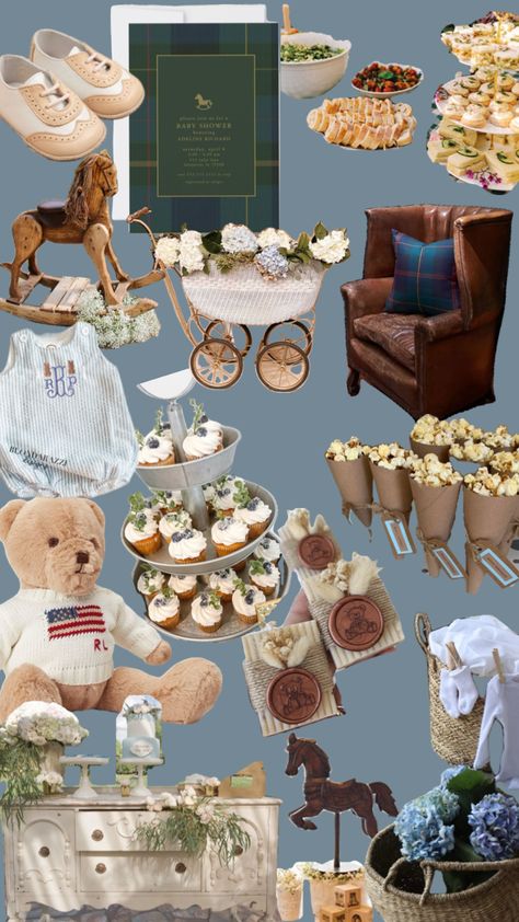 Old money baby shower theme Ralph Lauren Bear Baby Shower Theme, Polo Themed Baby Shower Ideas, Vintage Woodland Baby Shower Theme, Polo Bear Baby Shower Ideas, Ralph Lauren Baby Nursery, Polo Baby Shower Ideas Boys, Love Shack Baby Shower Theme, Ralph Lauren Theme Party, Vintage Theme Baby Shower Ideas