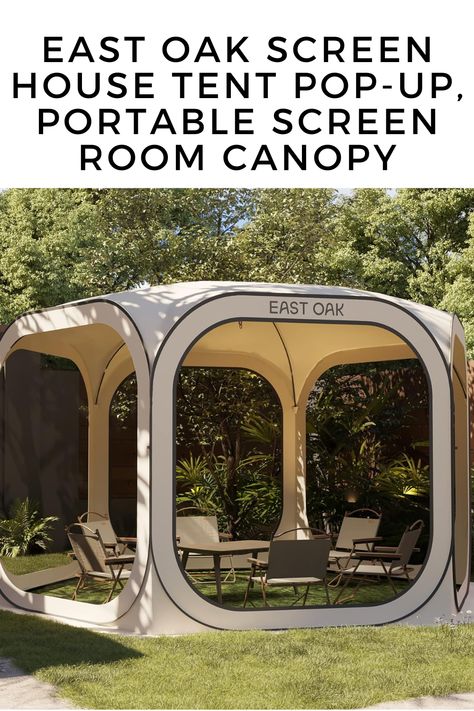 EAST OAK Screen House Tent Pop-Up, Portable Screen Room Canopy Instant Screen Tent 12 x 12 FT with Carry Bag for Patio, Backyard, Deck & Outdoor Activities, Beige Pop Up Screen Room, Outdoor Screen Room, Room Canopy, Portable Screen, Deck Outdoor, Screen Tent, House Tent, Outdoor Screens, Screen House