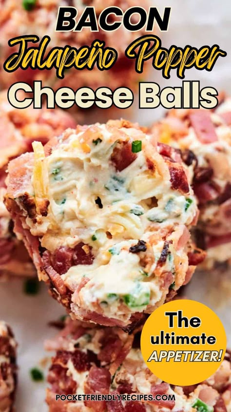 Cheesy Chicken Recipes, Bacon Recipes Appetizers, Cheese Balls Recipe, Fun Appetizers, Cheese Ball Bites, Bacon Jalapeno Poppers, Bacon Dishes, Entertaining Appetizers, Hot Cheese