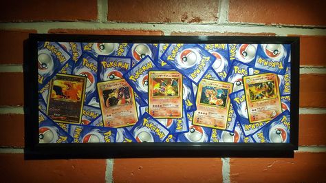 I've started making wall art using extra old cards I have in storage thought this sub might enjoy it! How To Display Pokemon Cards, Pokemon Card Wall Art, Pokemon Wall Art Diy, Pokemon Card Display Diy, Pokemon Card Decor, Crafts With Pokemon Cards, Pokemon Card Art Ideas, Pokemon Card Art Diy, Pokemon Cards Display