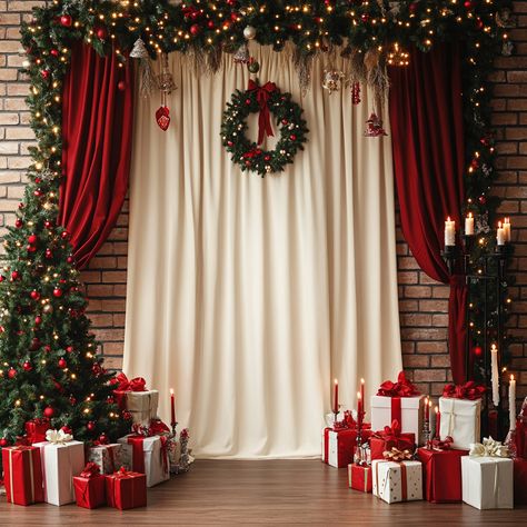 Christmas Photo Studio, Merry Christmas Backdrop, Diy Christmas Backdrop, Ideas Decoracion Navidad, Happy Birthday Invitation Card, Backdrop Curtains, Church Altar Decorations, 2025 Christmas, Wedding Background Images