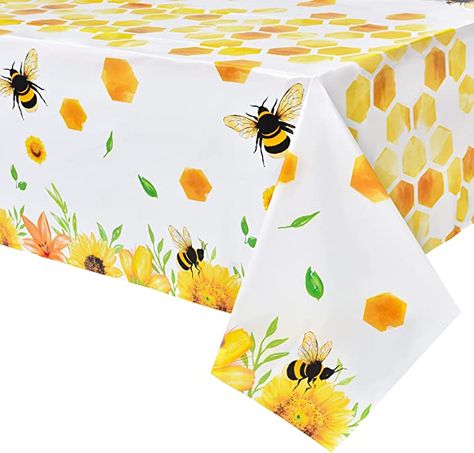 Bee Party Tablecloth Bee Party Decorations, Bee Theme Party, Bee Gender Reveal, Bee Birthday Party, Table Cloth Decorations, Bee Party, Bee Birthday, Party Table Cloth, Bee Baby Shower