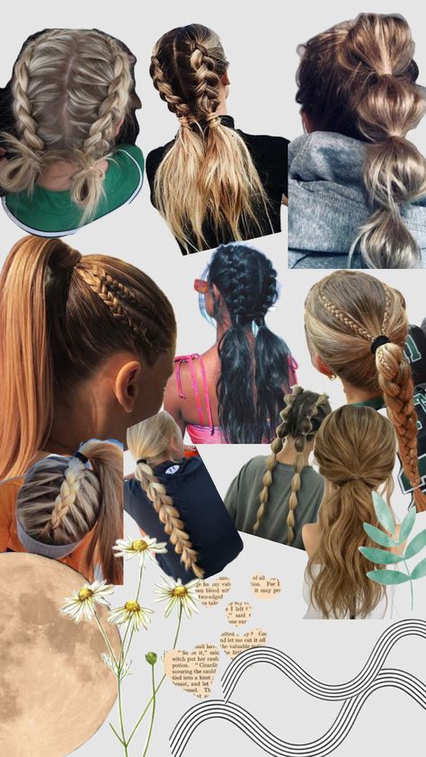 workout hairstyles Hair Styles Preppy, Preppy Collage, Track Hairstyles, Preppy Hairstyles, Aesthetic Workout, Summer Blonde Hair, Hairstyle Examples, Softball Hairstyles