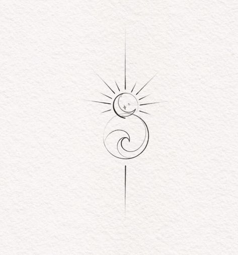 Sun Moon Wave Tattoo, Wind Tattoo Ideas, Wind Tattoos, Girly Vanity, Boho Tattoo Ideas, Serenity Tattoo, Minimalistic Tattoo Ideas, Wind Tattoo, Minimalistic Tattoo