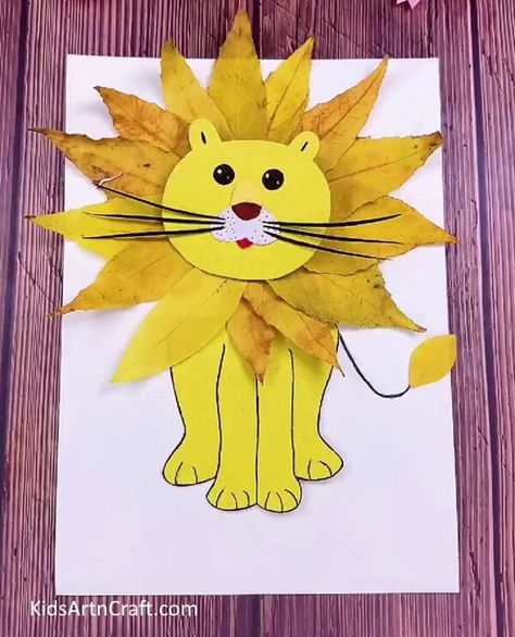 DIY Easy Lion Craft Using Fall Leaves At Home Check more at https://www.kidsartncraft.com/lion-craft-fall-leaves-craft-tutorial/ Leaves Craft, Lion Craft, Autumn Leaves Craft, Autumn Animals, Diy Leaves, Fall Arts And Crafts, Cat Steps, Leaf Crafts, Fall Crafts For Kids