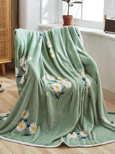 Spring Throw Blanket, Floral Blankets, Room Things, Green Throw Blanket, Bedroom Stuff, Rooms Design, Embroidered Blanket, Boo Basket, Bedroom Decorations