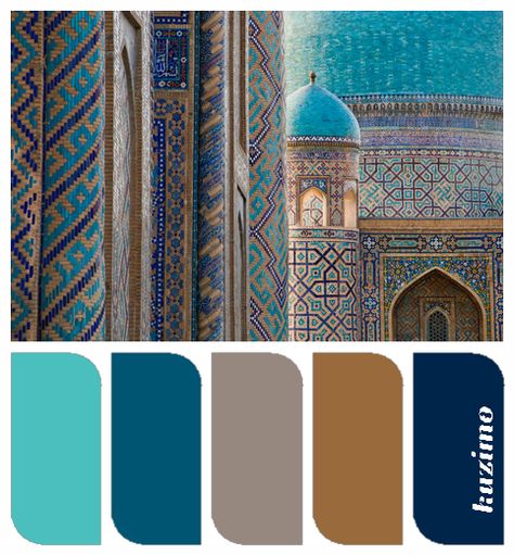 Turquoise, teal, taupe, caramel, navy-current fav colors. Probably because I am surrounded by them over here in Spain! Color Palette For Home, Taupe Color Palettes, Tan Color Palette, Teal Color Palette, Teal Color Schemes, Room Color Schemes, Brown Living Room, Bath Room, Blue And Brown