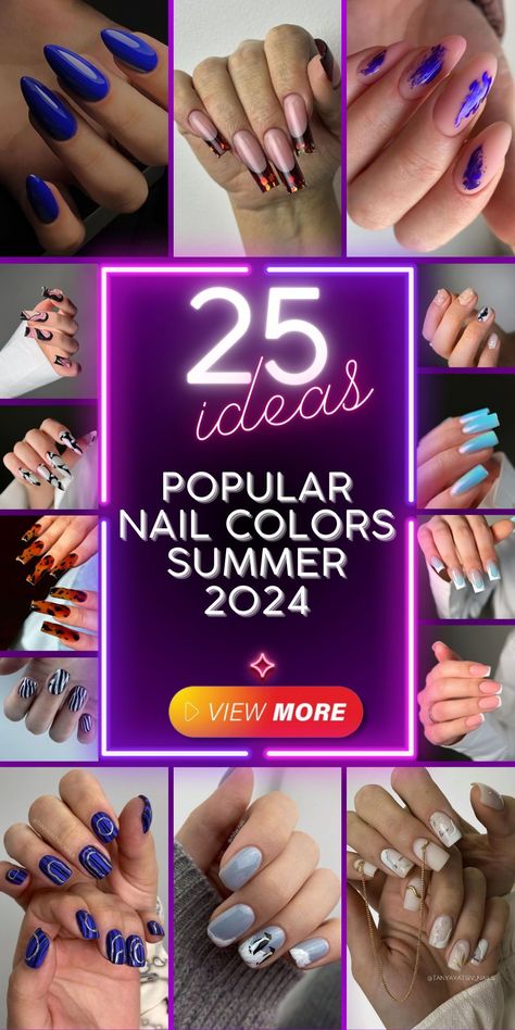 Embrace the current nail trend with popular nail colors summer 2024, featuring a palette of solid and bright hues. From the serene blues of the ocean to the sunny yellows of the beach, these colors in gel or Shellac finishes are perfect for a summer vibe. Ideal for both short nails and toenails, they promise to keep your look fresh and trendy throughout the season Shellac Nails Summer, Nail Colors For Summer, Nail Colors Summer, Popular Nail Colors, Summer Nail Colors, 2024 Nails, Glitter Gel Polish, Nail Trend, Blue Gel