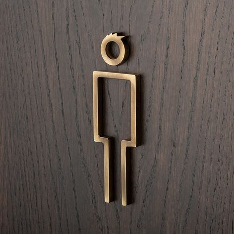 Designer Toilet Signs | Male, Female, Ambulant, Baby Change, Shower | Solid Brass | The English Tapware Company Restroom Signage, Toilet Signage, Restrooms Signage, Wc Sign, Fungi Art, Retirement Living, Creative Bathroom, Signage System, Restroom Sign