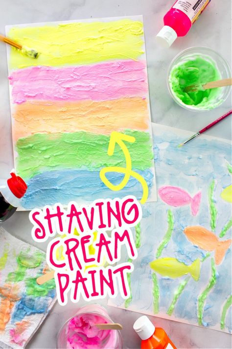 How to Make Homemade Shaving Cream Paint for Kids | Kids Activities Blog Easy Fun Crafts, Shaving Cream Paint, Finger Painting For Toddlers, Butterfly Art And Craft, Shaving Cream Art, Homemade Shaving Cream, Shaving Cream Painting, Paint For Kids, Giraffe Crafts