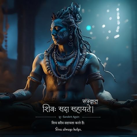 siva always helps - mahadev sanskrit shloka with meaning Shiva Shloka Sanskrit, Shiv Shlokas With Meaning, Shiva Quotes Mahadev Sanskrit, Shiva Sanskrit Quotes, Mahadev Quotes In Sanskrit, Shiva Captions, Sanskrit Quotes Wallpaper, Sanskrit Quotes With Meaning, Sanskrit Shlok