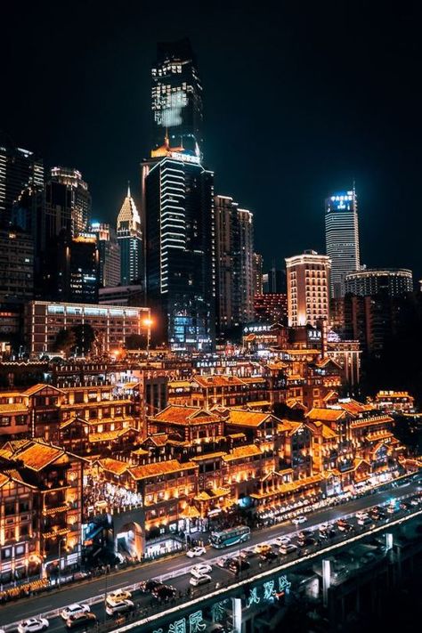 Blend of traditional & modern architecture in Chongqing, China Modern China Aesthetic, China Aesthetic, Architecture Photography Buildings, Urban Pictures, Chongqing China, Explore China, Train Ticket, China City, Buildings Photography