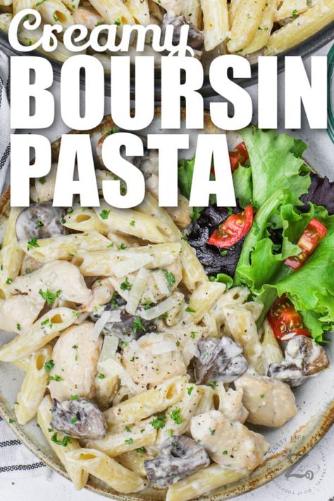 Chicken Boursin Cheese Pasta Recipe Bourdin Cheese Recipes, Boursin Cheese Recipes Shrimp, Boursin Chicken Pasta, Chicken Artichoke Pasta, Boursin Cheese Recipes, Boursin Recipes, Cheese Pasta Recipes, Mushroom Recipes Pasta, Artichoke Pasta