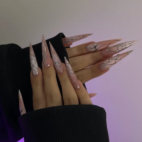 Easy Nail Polish, Long Stiletto Nails, Nails Gel Nails, 2024 Nails, Wow Nails, Punk Nails, Home 2023, Light Nails, Edgy Nails