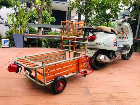 Mini Bike Sidecar, Homemade Trailer, Gerobak Dorong, Own Business Ideas, Machining Metal Projects, Electric Moped, Coffee Bike, Biking With Dog, Bicycle Trailer