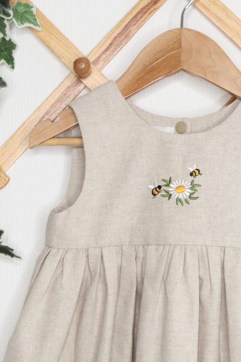 AshleyRoseMade - Etsy South Africa Neutral Clothing, Embroidery Transfers, Pillowcase Dress, Frocks For Girls, Printed Cotton Dress, Frock Design, Embroidered Clothes, Embroidery Dress, Mixing Fabrics