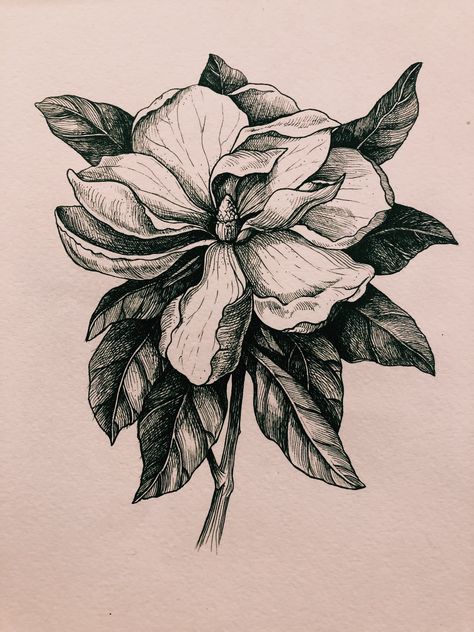 Flower Art Drawing Sketches Ideas, Gothic Flower Drawing, Dark Flower Drawing, Black Flowers Drawing, Dead Flower Tattoo, Gothic Flowers Tattoo, Magnolia Stencil, Gothic Flower Tattoo, Abstract Flower Drawing