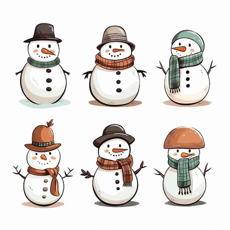 Vector christmas snowman | Premium Vector #Freepik #vector Snow Man Drawing Art, Snow Man Illustration, Snowman Family Painting, Snow Man Art, Cute Snowman Drawing, Cute Snowmen Drawings, Snowmen Clipart, Snowman Drawing, Snowman Vector