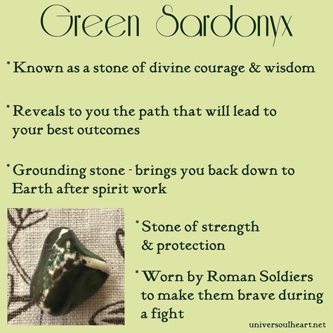 Green Sardonyx Stone Meaning, Sardonyx Stone Meaning, Learning Crystals, Sardonyx Stone, Crystal Tips, Sacral Chakra Healing, Crystal Seashells, Cottage Witch, Crystal Power