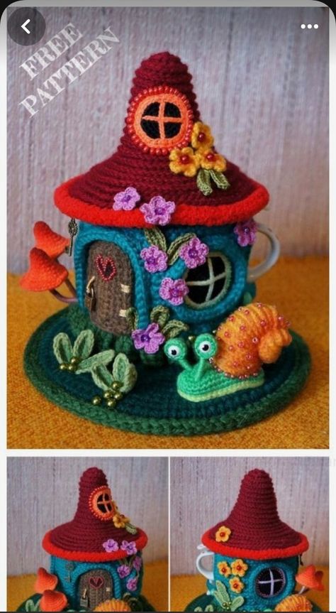 Tea Cosy Crochet Pattern, Tea Cosy Crochet, Knit Tea Cozy, Crochet Tea Cozy, Crochet Fairy, Crochet Mushroom, Pola Amigurumi, Crochet Amigurumi Free, Fun Crochet Projects