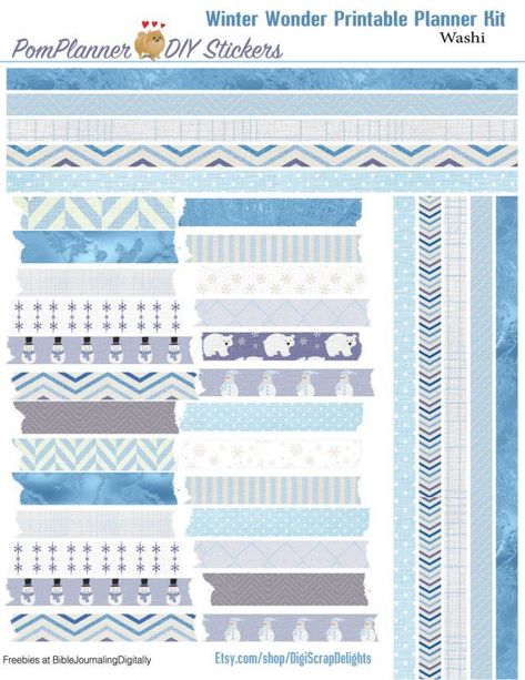 winter planner washi stickers free | 10+ images about printables on Pinterest | Life planner ... Blue Washi Tape Printable, Blue Stickers, Free Printable Planner Stickers, Washi Tape Planner, Scrapbook Stickers Printable, Bullet Journal Writing, Bullet Journal Art, Bullet Journal Stickers, Planner Kit