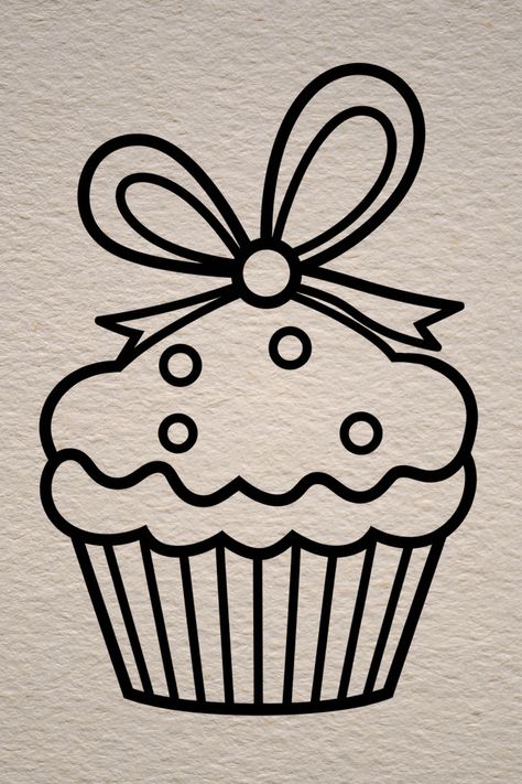 Cute Cup Cake Drawing Cupcakes Sketch, Cupcake Drawing Easy, Cupcake Doodle, How To Draw A Cupcake, Cupcakes Art Drawing, Cute Cupcake Drawing, Drawing Cup, Cupcake Drawing, Cake Drawing