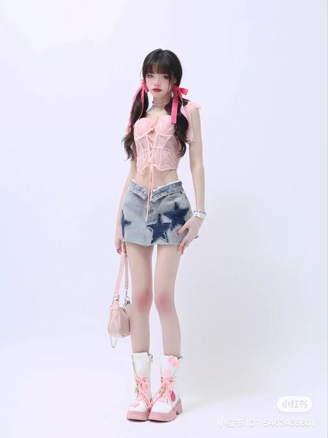 Pink Grunge Outfit, Y2k Pink Outfit, Cute Y2k Outfits, Y2k Outfits Pink, 2000s Japanese Fashion, Street Outfits, Grunge Outfit, Y2k Outfits, Fairy Grunge