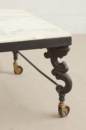 Table With Wheels, Marble Round Coffee Table, Marble Top Coffee Table, Wrought Iron Table, Iron Coffee Table, Condo Decorating, Deco Originale, Table Diy, Iron Table