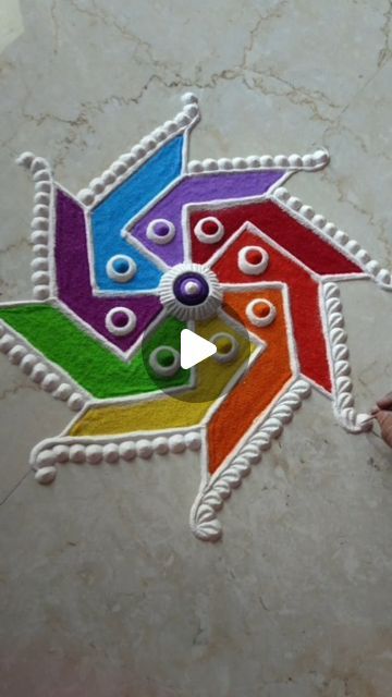 Rangoli Swastik Designs, Rangoli Designs Tutorial, Swastik Design Rangoli, Swastik Rangoli Designs, Swastik Design, Swastik Rangoli, Center Table Living Room, Rangoli Side Designs, New Rangoli Designs