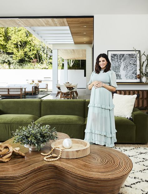 You Have to See Jenna Dewan's Gorgeous Green Velvet Sofa | Hunker Green Modular Sofa Living Room, Celebrity Home Decor, Celebrity Living Rooms, Celebrity Homes Interior, Celebrity Apartments, Celeb Homes, Celebrity Interiors, Steve Kazee, Celebrity Home