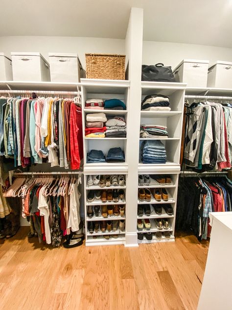 Easy and inexpensive built in closet organization system - Cribbs Style Wayfair Closet System, Easy Track Closet System, Large Closet Organization Ideas, Closetmaid Closet System, Built In Closet Organization, Large Closet Organization, Big Closet Organization, Home Depot Closet System, Closet Racks