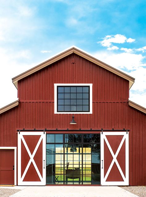 At Home in a Montana Barn Red Barn House, Red Barn Door, Barn Remodel, Barn With Living Quarters, Barn Apartment, Country Bumpkin, Big Red Barn, Barn Shop, Steel Barns