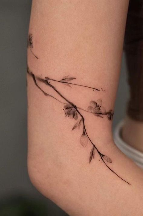 Lines Around Arm Tattoo, Floral Back Tattoos, Around Arm Tattoo, Hand And Finger Tattoos, Vine Tattoos, Arm Band Tattoo, Arm Tattoos For Women, Tattoo Meaning, Band Tattoo