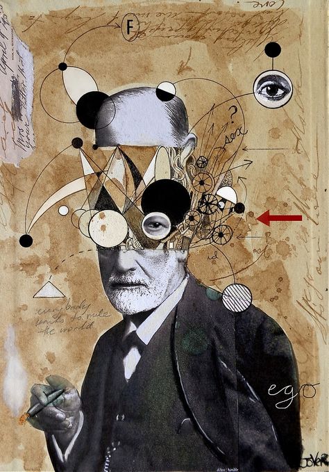 Freud with abstracted concepts by Loui  Jover Psychoanalysis Art, Loui Jover, Dada Art, Art Et Illustration, Original Collage, Trippy Art, Art And Illustration, A Collage, Art Movement