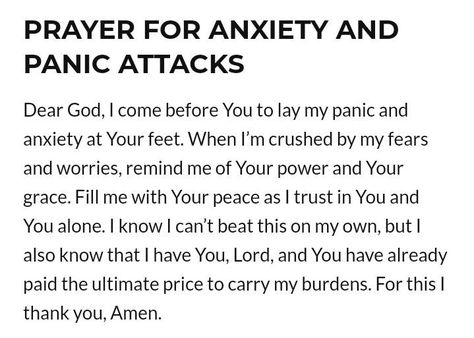 Prayer Against Panic Attack, Prayer For Nervousness, Spiritual Attack Signs, Prayer Ideas, Gods Princess, Spiritual Attack, Christian Bible Study, Good Prayers, Christian Motivation